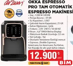 ARZUM OKKA ESPRESSO PRO TAM OTOMATİK ESPRESSO MAKİNESİ